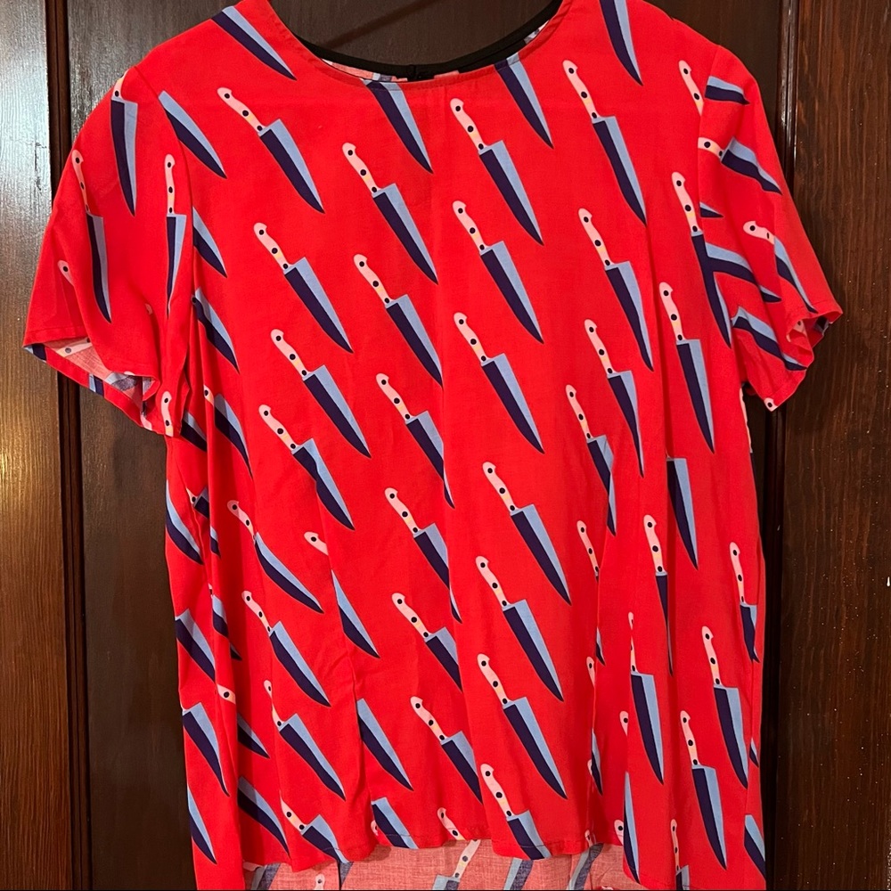 Nooworks Knife Print Boxy Top, Size L